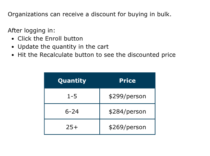 Bulk pricing info